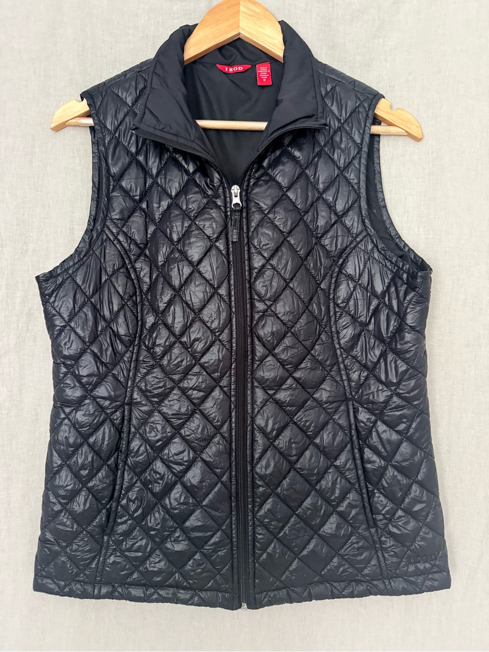 IZOD Black Lightweight Diamond-Quilt Packable Vest